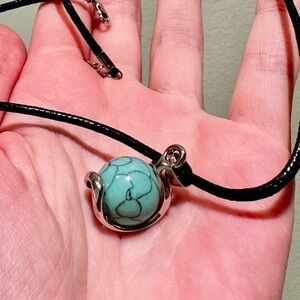 Turquoise Moon-Globe Necklace
